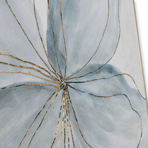 HomeRoots Flor Azul Hand-Painted Canvas Art in Silver Floater Frame – Vibrant Floral Wall Decor Ready to Hang 576570