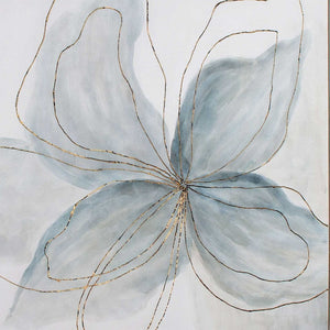 HomeRoots Flor Azul Hand-Painted Canvas Art in Silver Floater Frame – Vibrant Floral Wall Decor Ready to Hang 576570