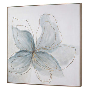 HomeRoots Flor Azul Hand-Painted Canvas Art in Silver Floater Frame – Vibrant Floral Wall Decor Ready to Hang 576570