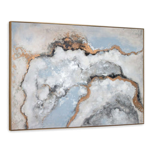 HomeRoots Alliette Hand-Painted Canvas Wall Art in Luxe Gold Floater Frame - Bold, Contemporary Focal Point 576571
