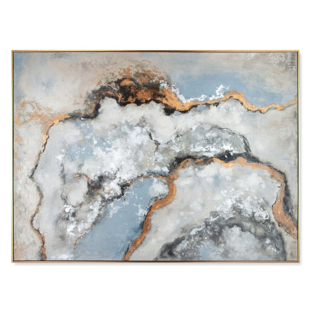 HomeRoots Alliette Hand-Painted Canvas Wall Art in Luxe Gold Floater Frame - Bold, Contemporary Focal Point 576571