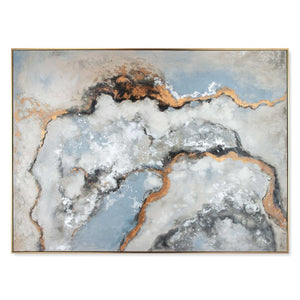 HomeRoots Alliette Hand-Painted Canvas Wall Art in Luxe Gold Floater Frame - Bold, Contemporary Focal Point 576571