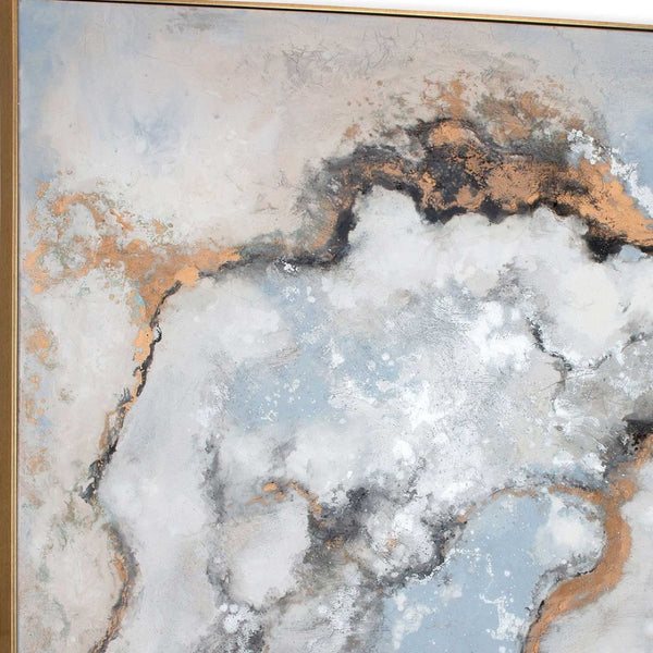 HomeRoots Alliette Hand-Painted Canvas Wall Art in Luxe Gold Floater Frame - Bold, Contemporary Focal Point 576571