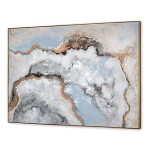 HomeRoots Alliette Hand-Painted Canvas Wall Art in Luxe Gold Floater Frame - Bold, Contemporary Focal Point 576571