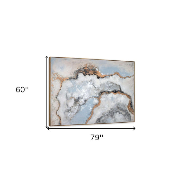 HomeRoots Alliette Hand-Painted Canvas Wall Art in Luxe Gold Floater Frame - Bold, Contemporary Focal Point 576571