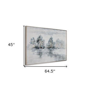 HomeRoots Winter's Woods Hand Painted Silver Floater Frame Art - Bold, Elegant Canvas for Modern Spaces 576574