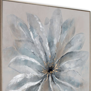 HomeRoots Radiant Blossom Hand-Painted Floral Canvas Art in Silver Floater Frame – Elevate Your Space Today! 576575