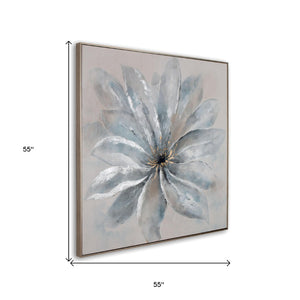 HomeRoots Radiant Blossom Hand-Painted Floral Canvas Art in Silver Floater Frame – Elevate Your Space Today! 576575