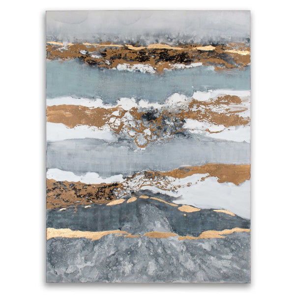 HomeRoots Shimmering Light Hand-Painted Canvas Wall Art - Modern Unframed Decor for Stylish Home Spaces 576578