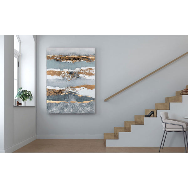 HomeRoots Shimmering Light Hand-Painted Canvas Wall Art - Modern Unframed Decor for Stylish Home Spaces 576578