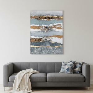 HomeRoots Shimmering Light Hand-Painted Canvas Wall Art - Modern Unframed Decor for Stylish Home Spaces 576578
