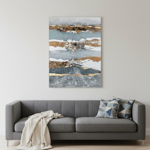 HomeRoots Shimmering Light Hand-Painted Canvas Wall Art - Modern Unframed Decor for Stylish Home Spaces 576578