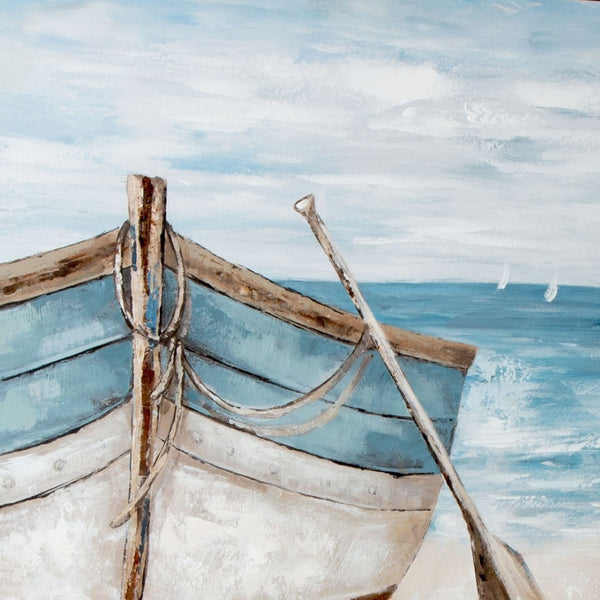 HomeRoots Lakeshore Hand-Painted Canvas Art in Brown Floater Frame - Modern Wall Decor for Any Space 576580
