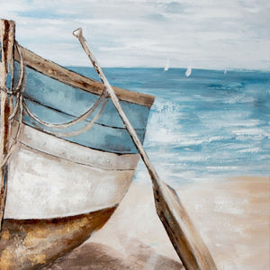 HomeRoots Lakeshore Hand-Painted Canvas Art in Brown Floater Frame - Modern Wall Decor for Any Space 576580
