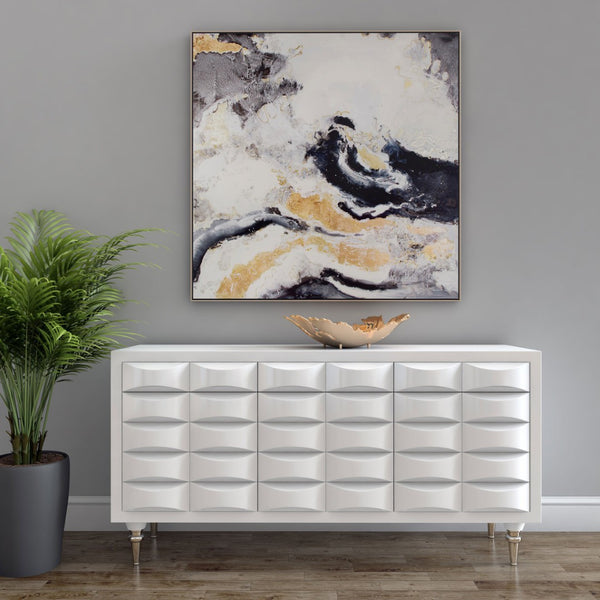 HomeRoots Faction Hand-Painted Gold Floater Frame Wall Art – Bold, Gallery-Quality Centerpiece for Any Space 576581