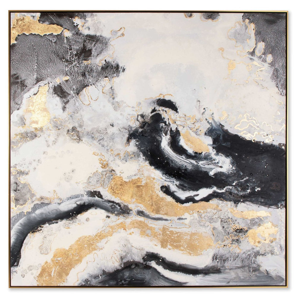 HomeRoots Faction Hand-Painted Gold Floater Frame Wall Art – Bold, Gallery-Quality Centerpiece for Any Space 576581