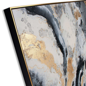 HomeRoots Faction Hand-Painted Gold Floater Frame Wall Art – Bold, Gallery-Quality Centerpiece for Any Space 576581