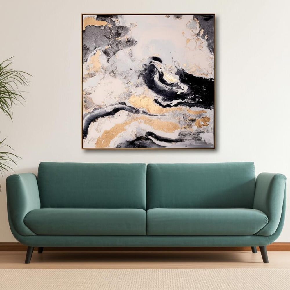 HomeRoots Faction Hand-Painted Gold Floater Frame Wall Art – Bold, Gallery-Quality Centerpiece for Any Space 576581