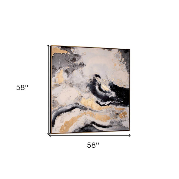 HomeRoots Faction Hand-Painted Gold Floater Frame Wall Art – Bold, Gallery-Quality Centerpiece for Any Space 576581