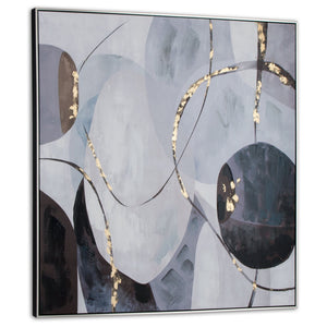 HomeRoots Graphite Hand-Painted Contemporary Wall Art in Black Floater Frame - Elegant & Textured Decor 576583