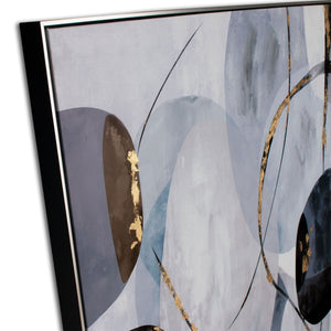 HomeRoots Graphite Hand-Painted Contemporary Wall Art in Black Floater Frame - Elegant & Textured Decor 576583