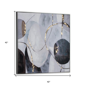 HomeRoots Graphite Hand-Painted Contemporary Wall Art in Black Floater Frame - Elegant & Textured Decor 576583