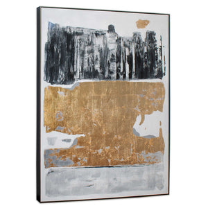 HomeRoots Allurement Hand-Painted Canvas in Black Floater Frame – Contemporary Wall Art for Bold Interiors 576584