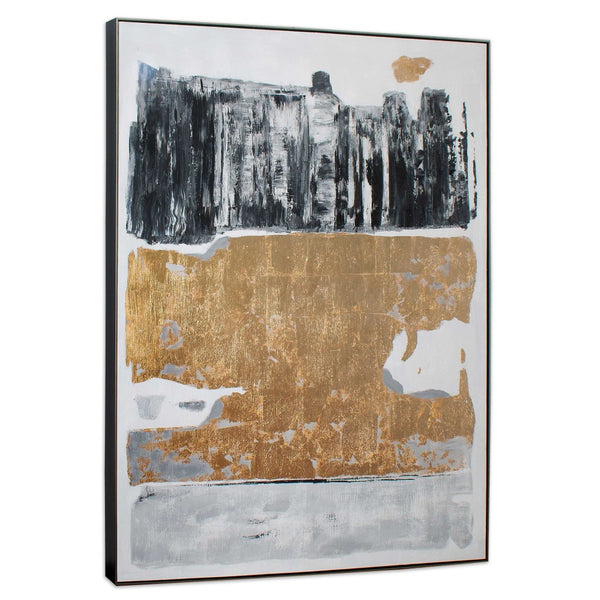 HomeRoots Allurement Hand-Painted Canvas in Black Floater Frame – Contemporary Wall Art for Bold Interiors 576584