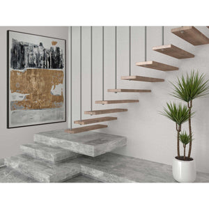 HomeRoots Allurement Hand-Painted Canvas in Black Floater Frame – Contemporary Wall Art for Bold Interiors 576584