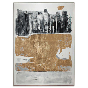 HomeRoots Allurement Hand-Painted Canvas in Black Floater Frame – Contemporary Wall Art for Bold Interiors 576584