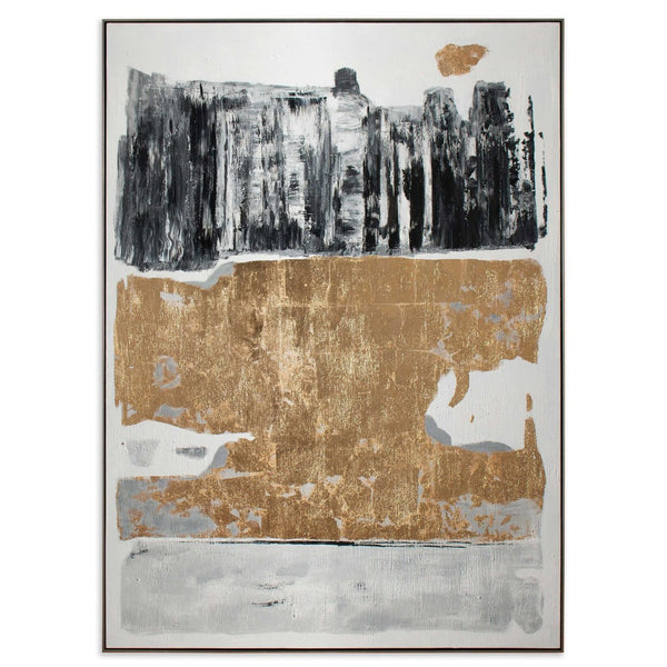 HomeRoots Allurement Hand-Painted Canvas in Black Floater Frame – Contemporary Wall Art for Bold Interiors 576584