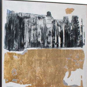 HomeRoots Allurement Hand-Painted Canvas in Black Floater Frame – Contemporary Wall Art for Bold Interiors 576584