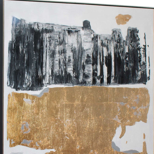 HomeRoots Allurement Hand-Painted Canvas in Black Floater Frame – Contemporary Wall Art for Bold Interiors 576584