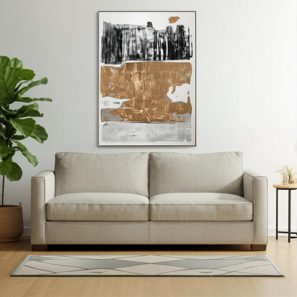 HomeRoots Allurement Hand-Painted Canvas in Black Floater Frame – Contemporary Wall Art for Bold Interiors 576584