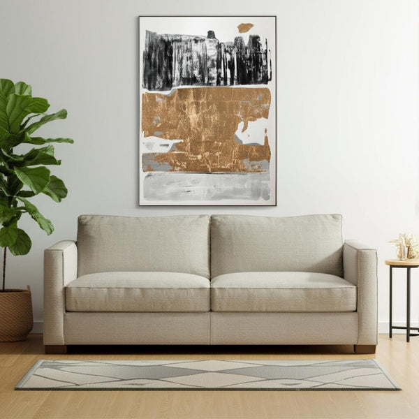 HomeRoots Allurement Hand-Painted Canvas in Black Floater Frame – Contemporary Wall Art for Bold Interiors 576584