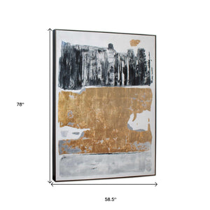 HomeRoots Allurement Hand-Painted Canvas in Black Floater Frame – Contemporary Wall Art for Bold Interiors 576584