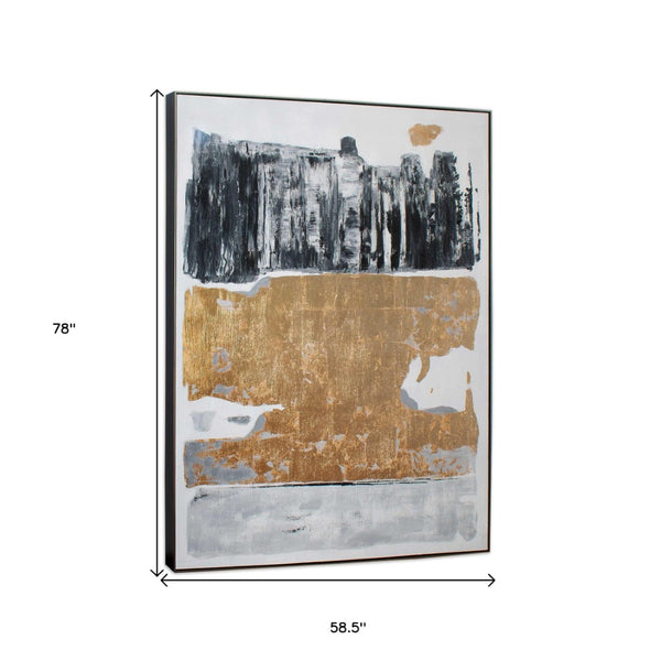 HomeRoots Allurement Hand-Painted Canvas in Black Floater Frame – Contemporary Wall Art for Bold Interiors 576584