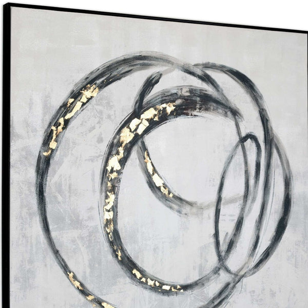 HomeRoots Circulo Hand-Painted Black Floater Frame Art - Contemporary Gallery-Quality Wall Decor for Any Room 576585
