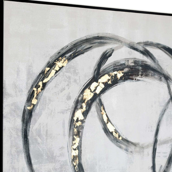 HomeRoots Circulo Hand-Painted Black Floater Frame Art - Contemporary Gallery-Quality Wall Decor for Any Room 576585