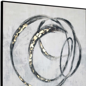 HomeRoots Circulo Hand-Painted Black Floater Frame Art - Contemporary Gallery-Quality Wall Decor for Any Room 576585