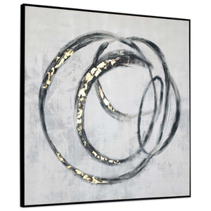 HomeRoots Circulo Hand-Painted Black Floater Frame Art - Contemporary Gallery-Quality Wall Decor for Any Room 576585