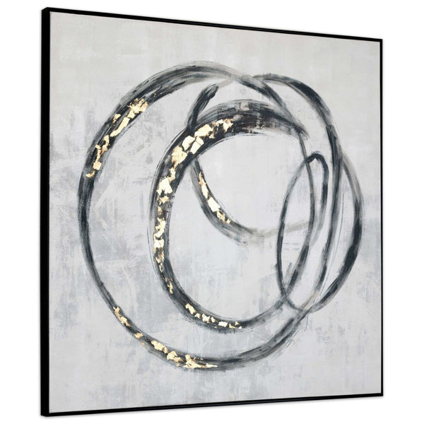 HomeRoots Circulo Hand-Painted Black Floater Frame Art - Contemporary Gallery-Quality Wall Decor for Any Room 576585
