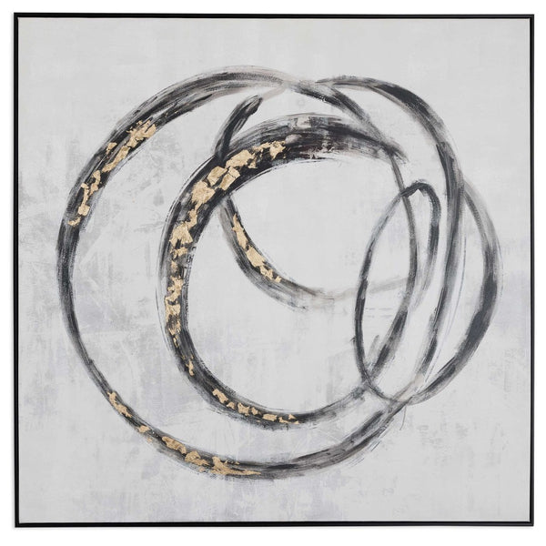 HomeRoots Circulo Hand-Painted Black Floater Frame Art - Contemporary Gallery-Quality Wall Decor for Any Room 576585