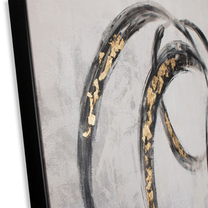 HomeRoots Circulo Hand-Painted Black Floater Frame Art - Contemporary Gallery-Quality Wall Decor for Any Room 576585