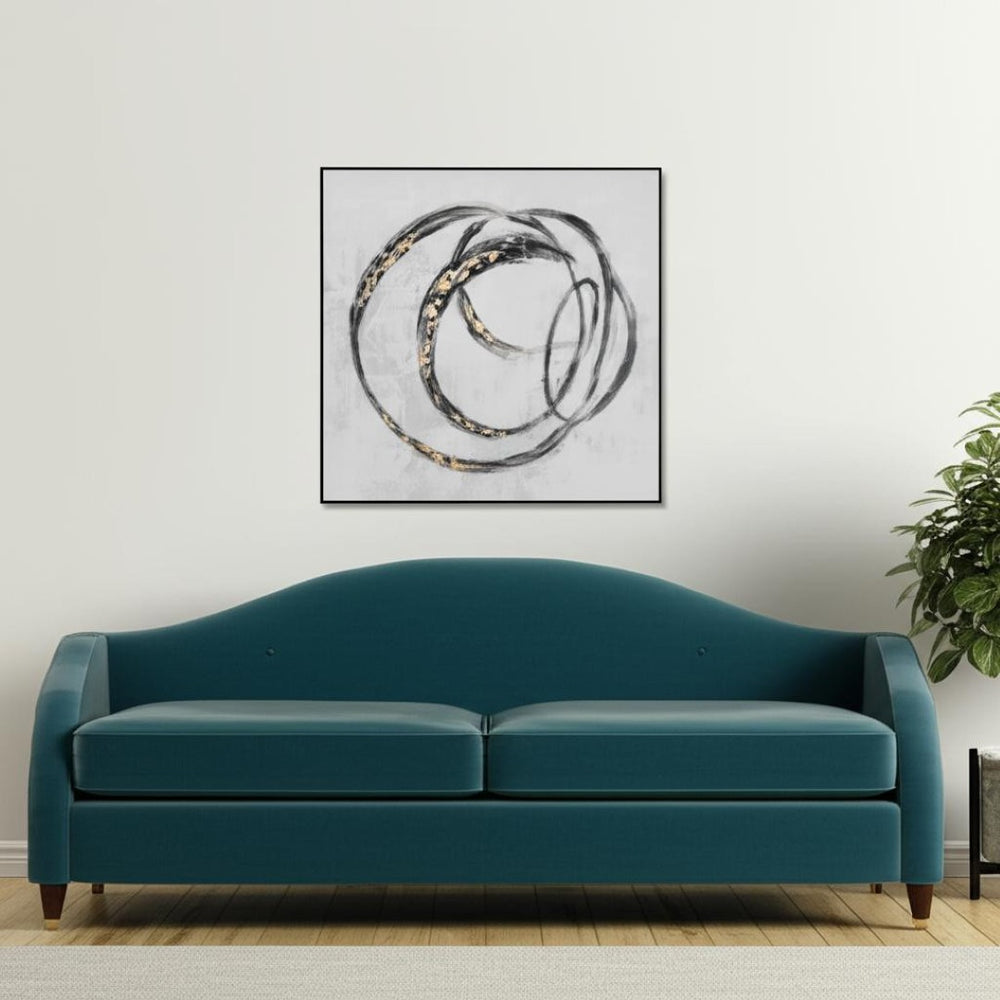 HomeRoots Circulo Hand-Painted Black Floater Frame Art - Contemporary Gallery-Quality Wall Decor for Any Room 576585