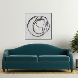 HomeRoots Circulo Hand-Painted Black Floater Frame Art - Contemporary Gallery-Quality Wall Decor for Any Room 576585
