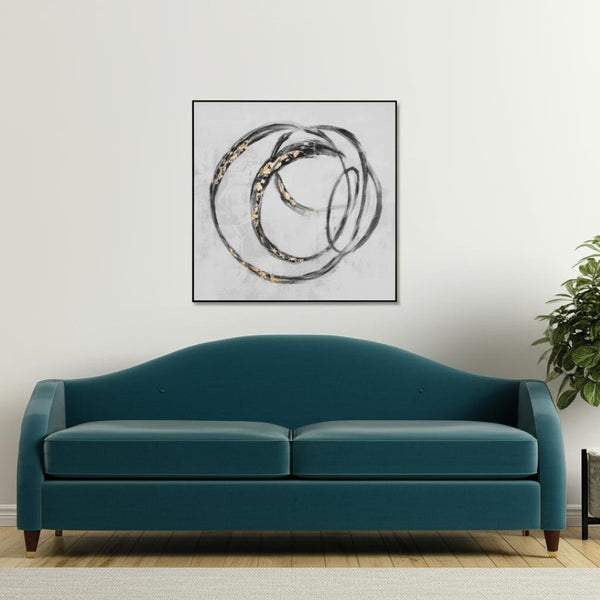 HomeRoots Circulo Hand-Painted Black Floater Frame Art - Contemporary Gallery-Quality Wall Decor for Any Room 576585