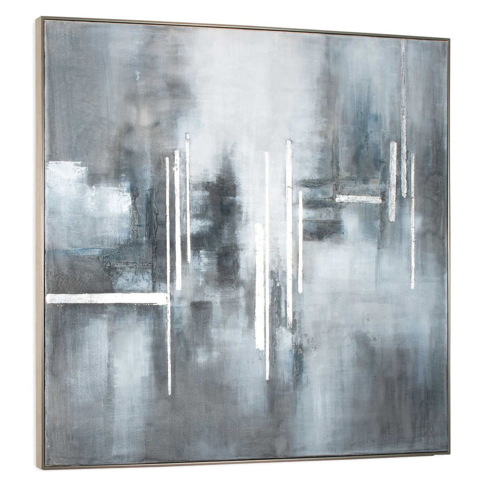 HomeRoots Royal Skies Hand-Painted Canvas Art in Silver Floater Frame – Bold Modern Décor for Any Space 576586