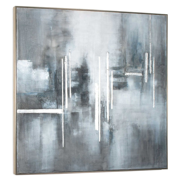 HomeRoots Royal Skies Hand-Painted Canvas Art in Silver Floater Frame – Bold Modern Décor for Any Space 576586