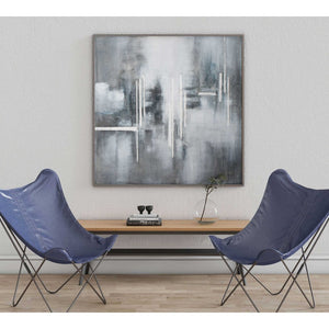 HomeRoots Royal Skies Hand-Painted Canvas Art in Silver Floater Frame – Bold Modern Décor for Any Space 576586